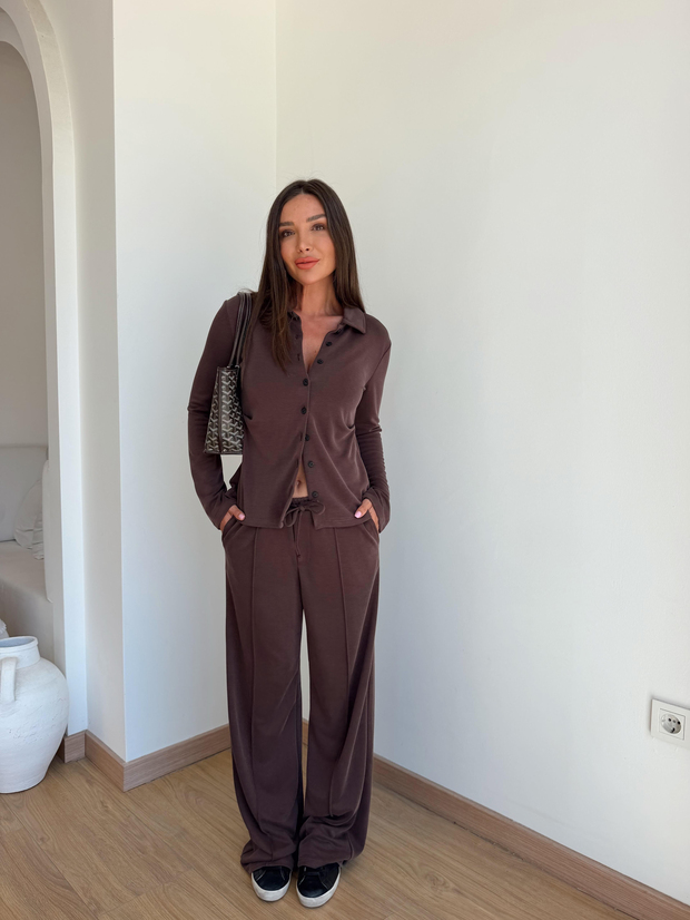 Modal Kumaş Eşofman Takım Kahve