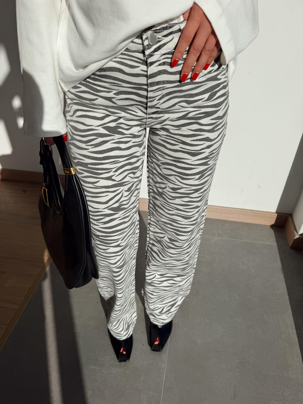 Zebra Desen Jean Siyah