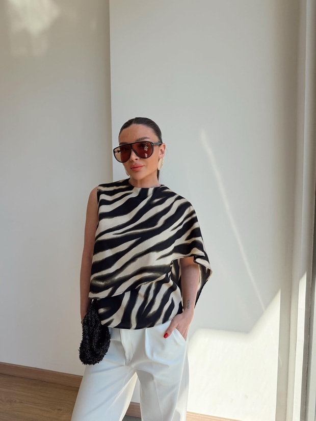 Zebra Desen Şallı Bluz
