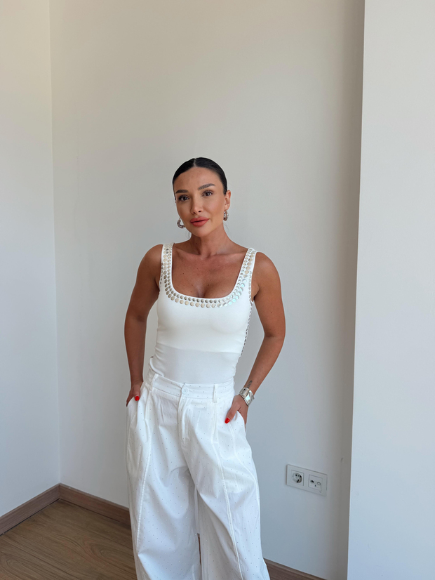 Zımbalı Bluz Ekru