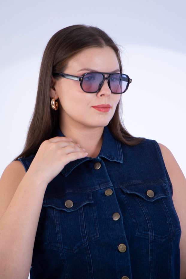 Büyük Beden 1113058 Kolsuz Düğmeli Denim Elbise  Lacivert
