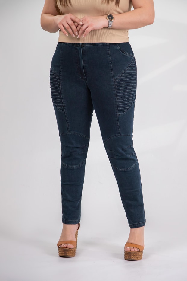 Büyük Beden 121059 Nervürlü Denim  Pantolon  Taba
