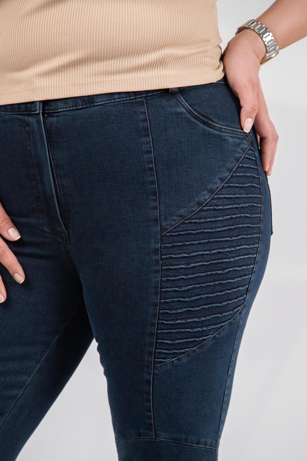 Büyük Beden 121059 Nervürlü Denim  Pantolon  Taba