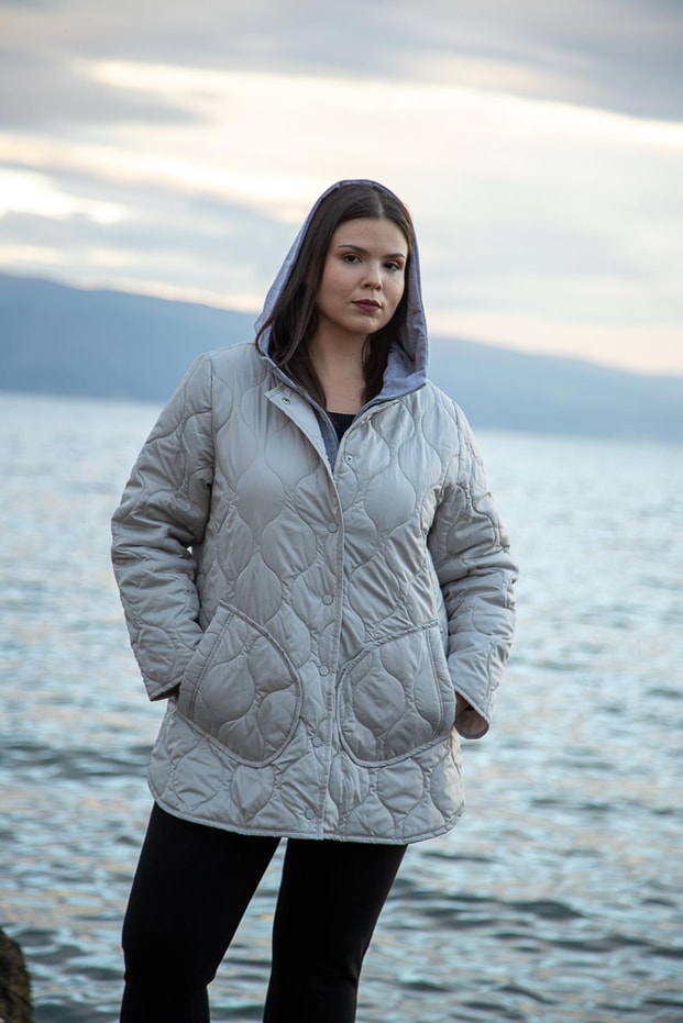 Büyük Beden 12224167 Cepli Kapitone 2li Mont Taş