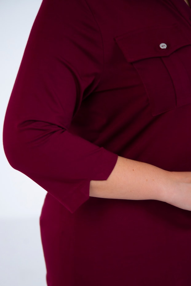 Büyük Beden 3331257 Apoletli Cepli Bluz Bordo
