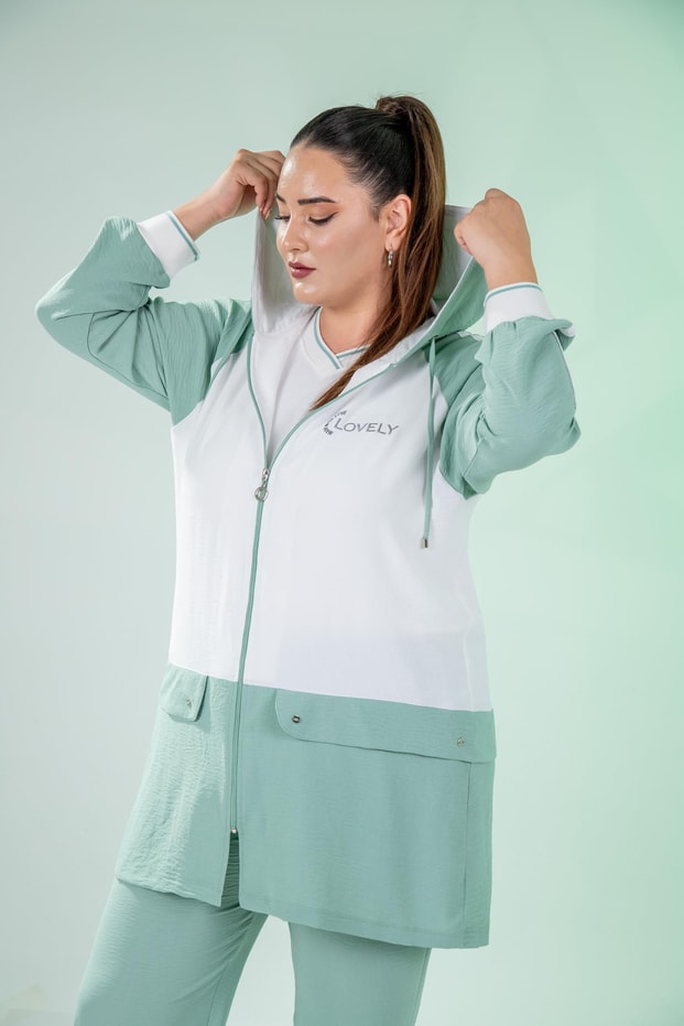 Büyük Beden 76318 Lovely Nakışlı 3Lü Takım Yeşil