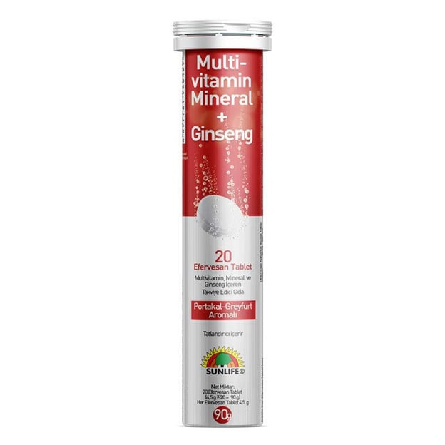 Sunlife Multivitamin & Mineral + Ginseng 20 Efervesan Tablet 8697781960429