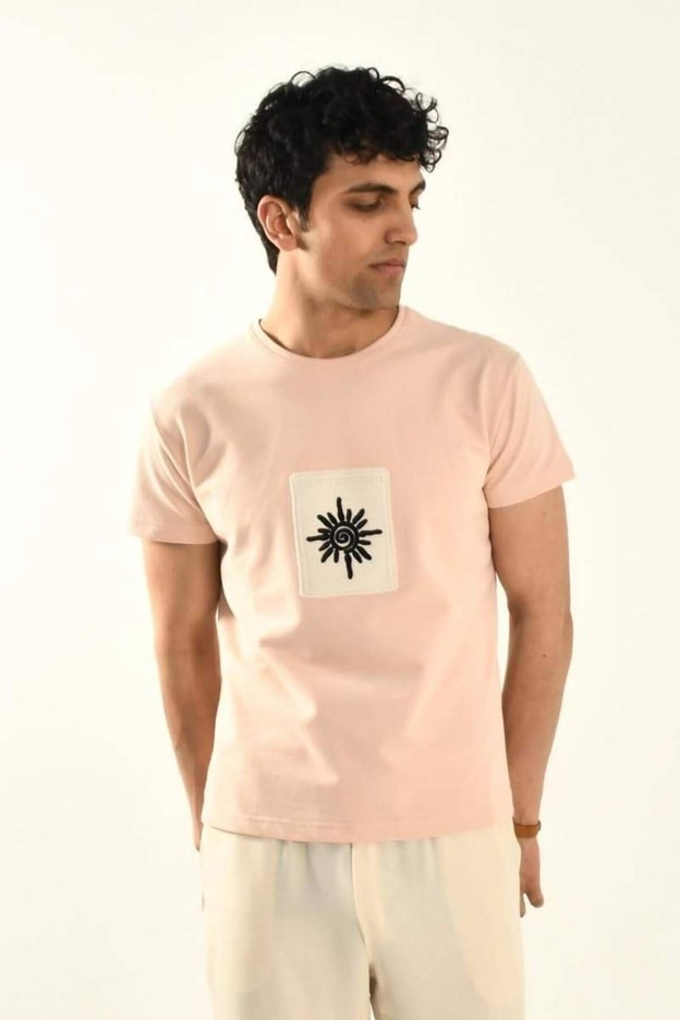 Bebe Mavisi İşleme Detaylı Bisiklet Yaka T-shirt
