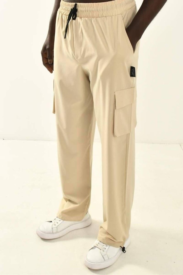 Bej Kargo Cepli Baggy Fit Pantolon