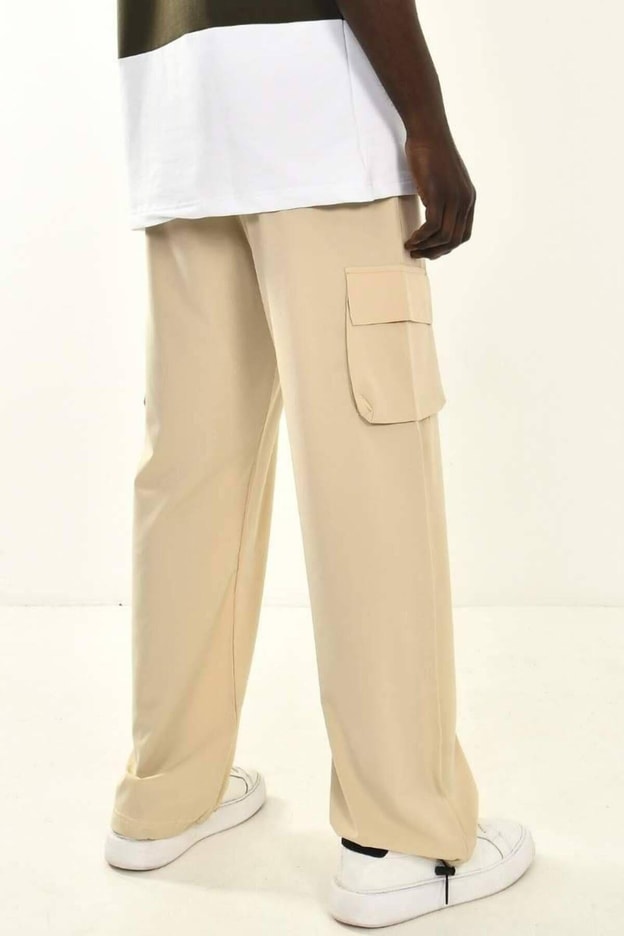 Bej Kargo Cepli Baggy Fit Pantolon