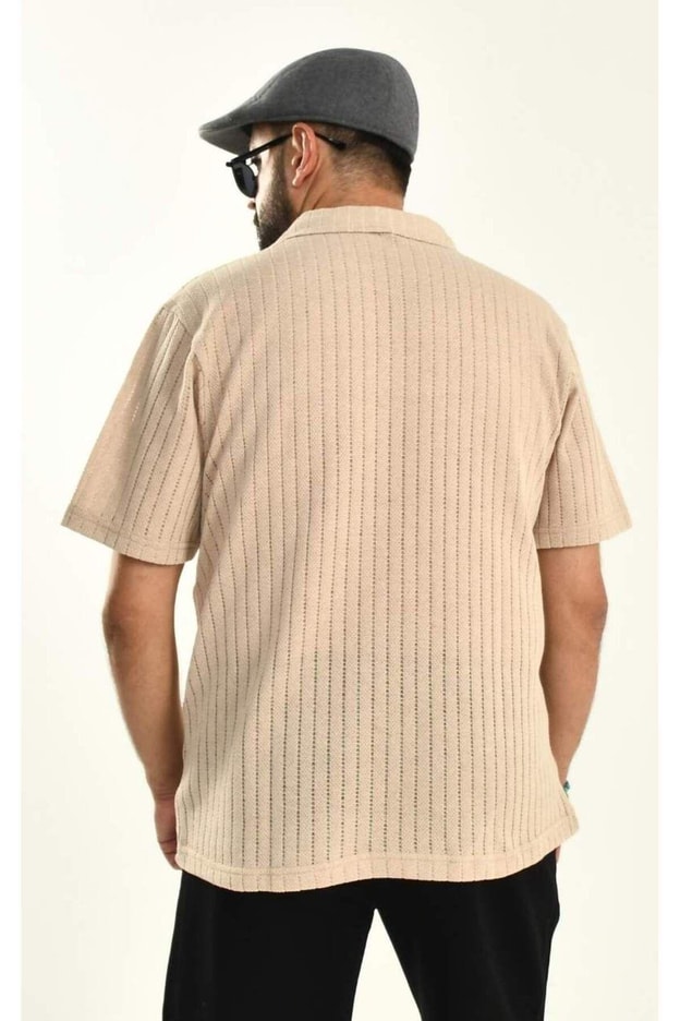 Bej Polo Yaka Erkek Triko T-shirt