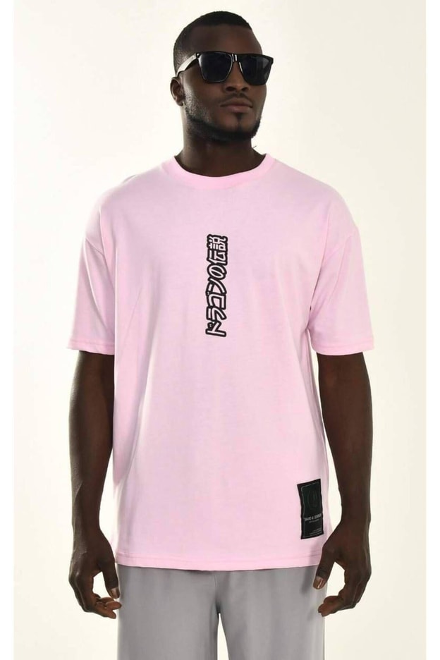 Erkek Siyah Baskılı %100 Pamuk Kalın Dokulu T-shirt