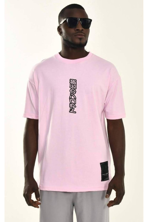 Erkek Siyah Baskılı %100 Pamuk Kalın Dokulu T-shirt