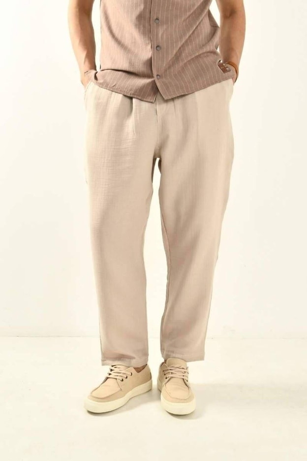 Siyah Müslin Kumaş Erkek Basic Pantolon