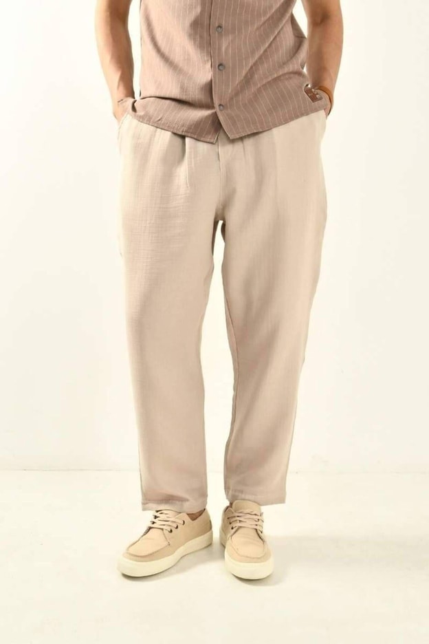 Siyah Müslin Kumaş Erkek Basic Pantolon