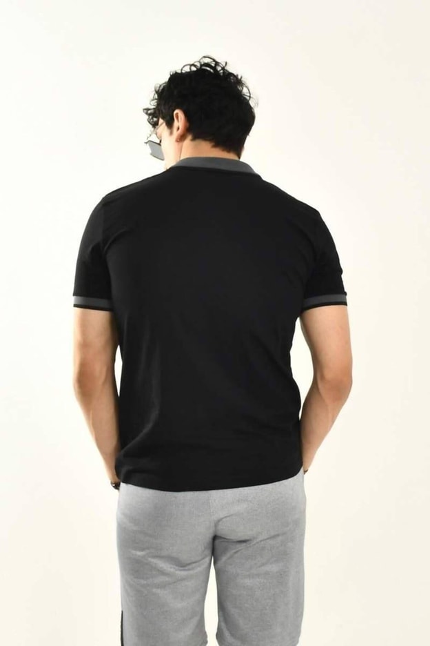 Siyah Polo Yaka T-shirt 12729
