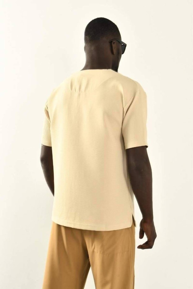 Yeşil Bağcıklı Yaka Detaylı Oversize Tshirt