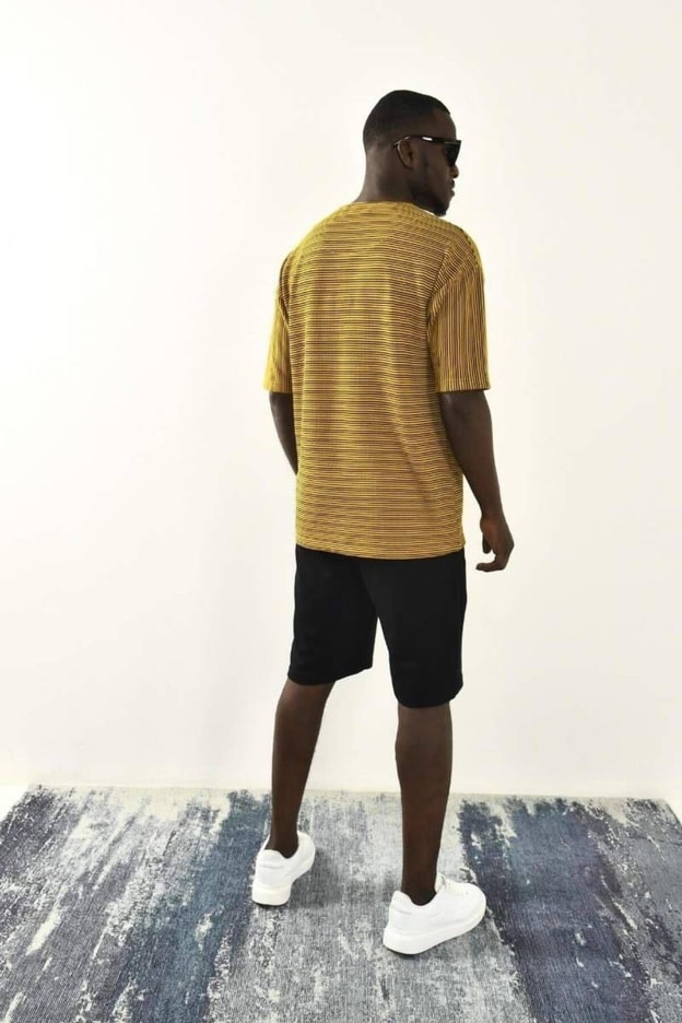 Yeşil Bağcıklı Yaka Detaylı Oversize Tshirt
