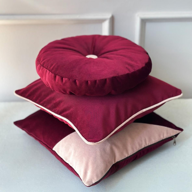 Straight Bordo Kadife Yastık Biyeli