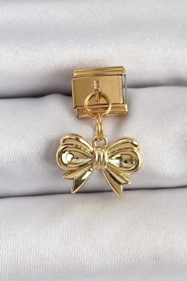 316L Çelik Sallantılı Fiyonk Model Gold Renk Nomination Charm
