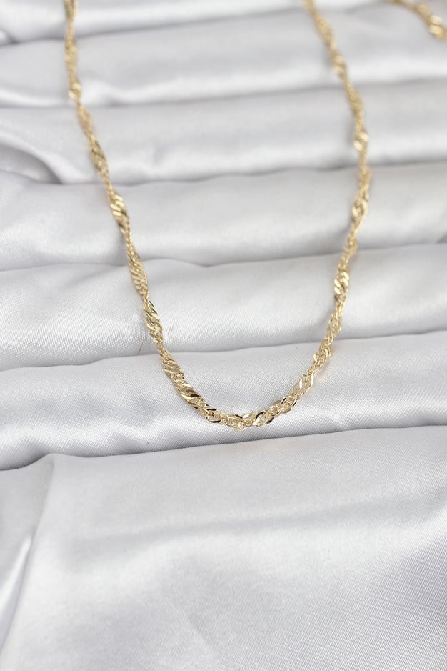 CM 14K Gold Renk Burgu Yassı Model 60 cm Kadın Kolye