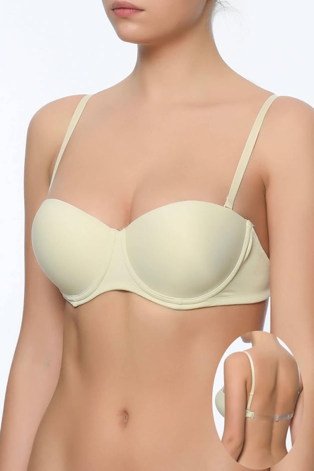 Marcoroni Pierre Cardin 6021 Balenli Straplez Şeffaf Askılı Desteksiz Ten Sütyen