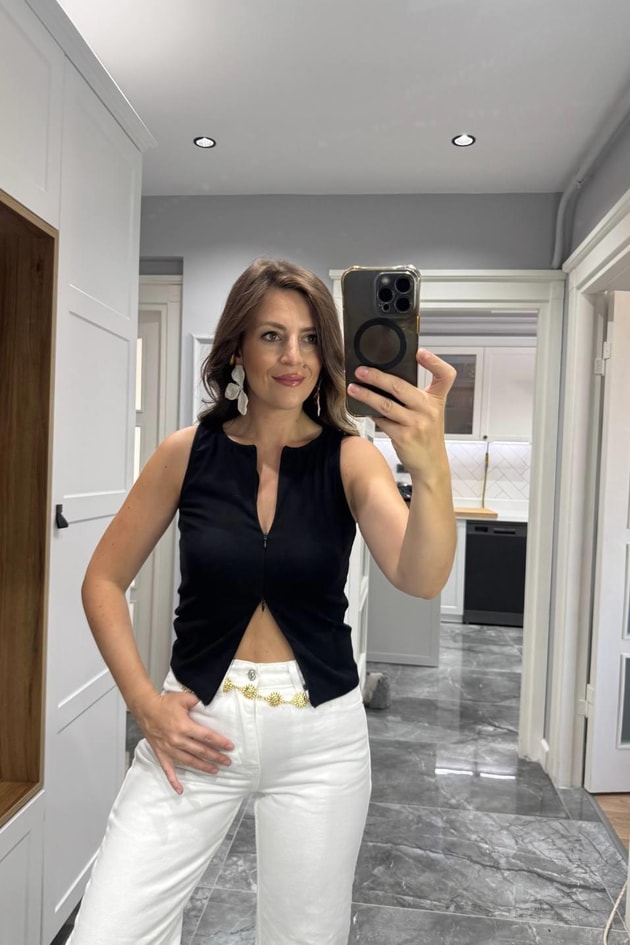 Zipora Fermuarlı Body Siyah