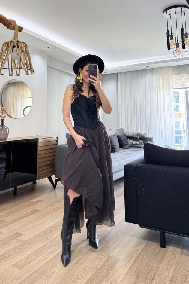 Celeste Dantel Korse Büstiyer Siyah