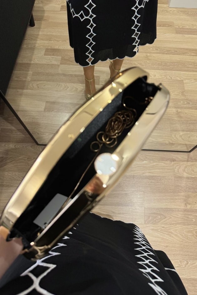 Dalgalı Clutch Çanta Gold