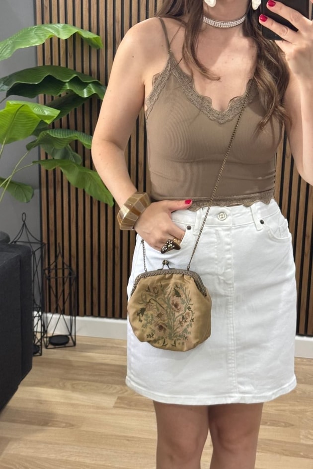 Denim Mini Etek Beyaz