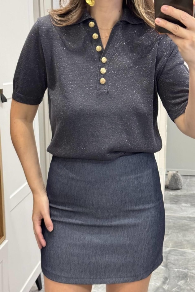 Denim Mini Etek Mavi