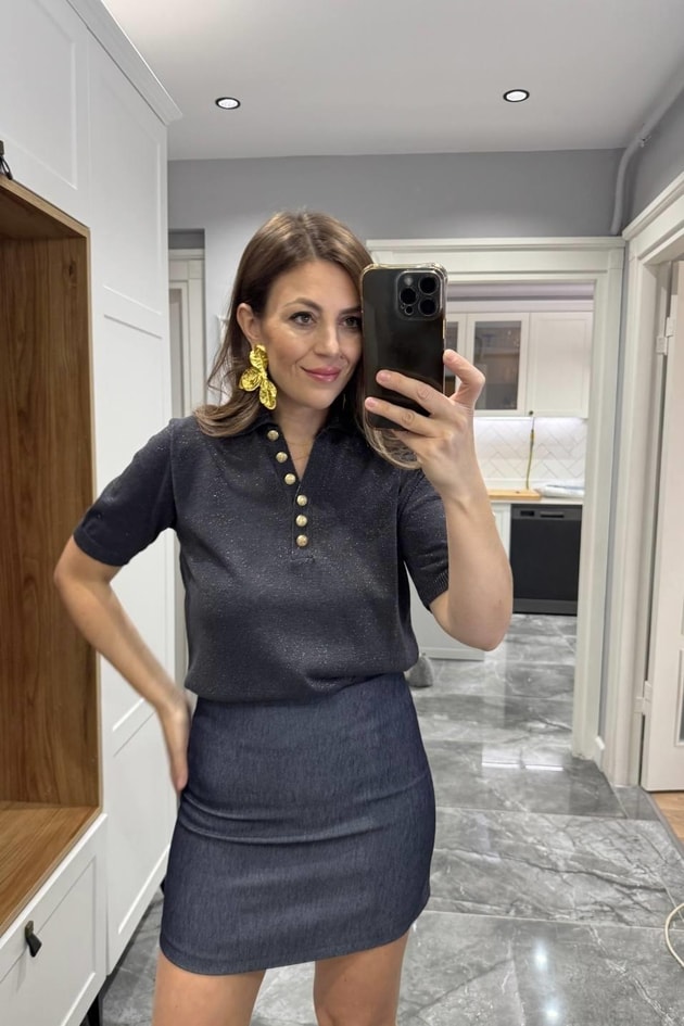 Denim Mini Etek Mavi