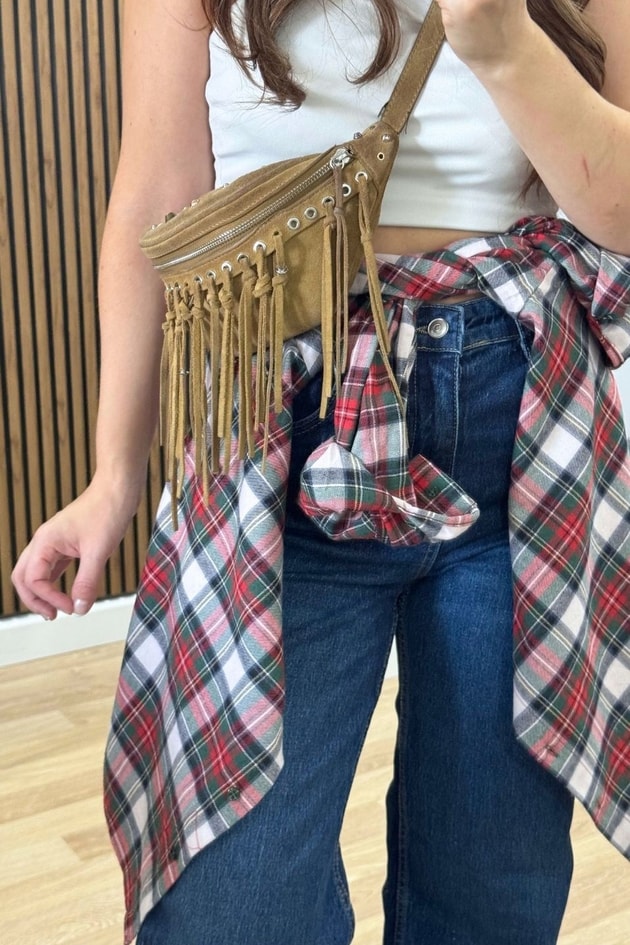 Ekose Oversize Gömlek Yeşil-Kırmızı