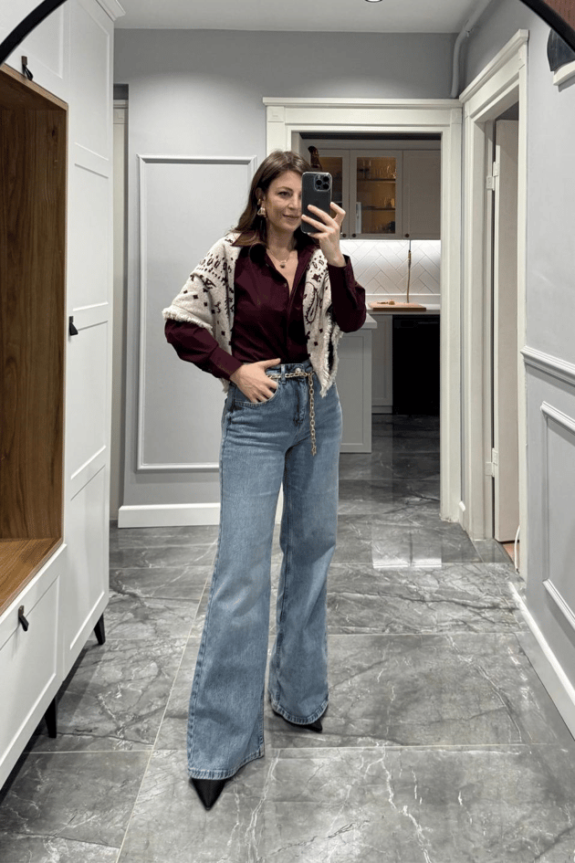 Slim Fit Gömlek Bordo