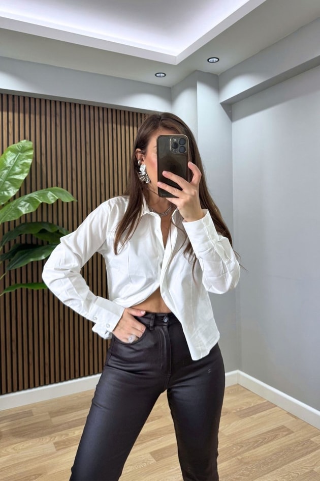 Slim Fit Gömlek Ekru