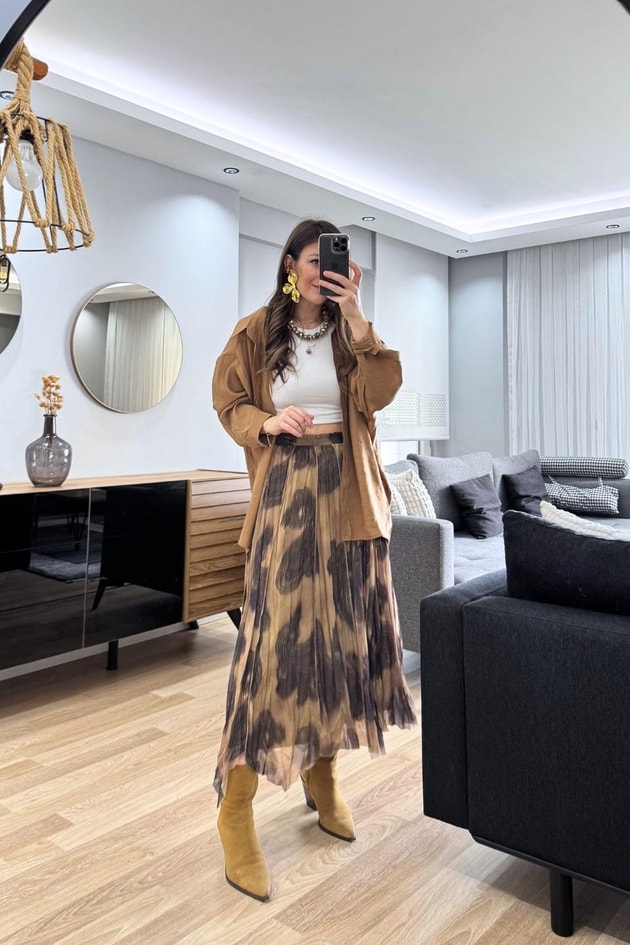 Terra Oversize Cep Detaylı Gömlek Camel