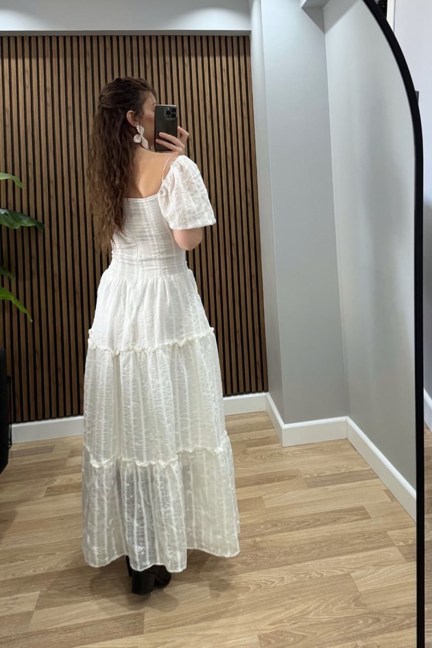 Luna Soft Bohem Elbise Beyaz