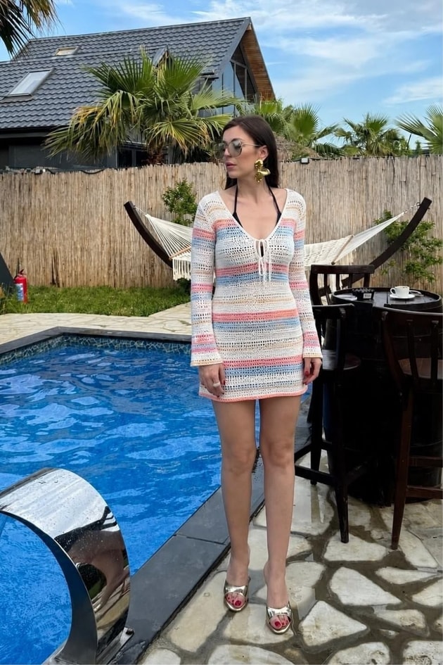 Renkli Beachwear Elbise Multi Color