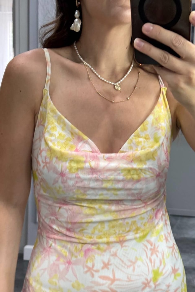 Roselane İp Askılı Tül Elbise Multi Color