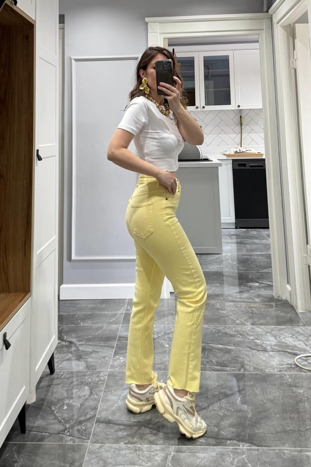 Zr Model Boyfit Jean Sarı