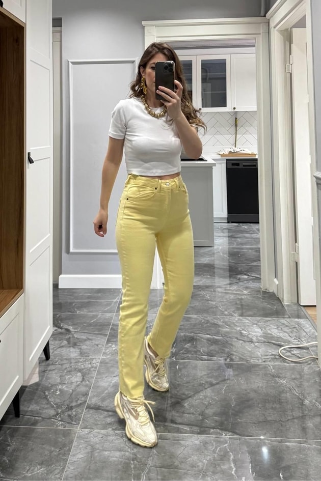 Zr Model Boyfit Jean Sarı