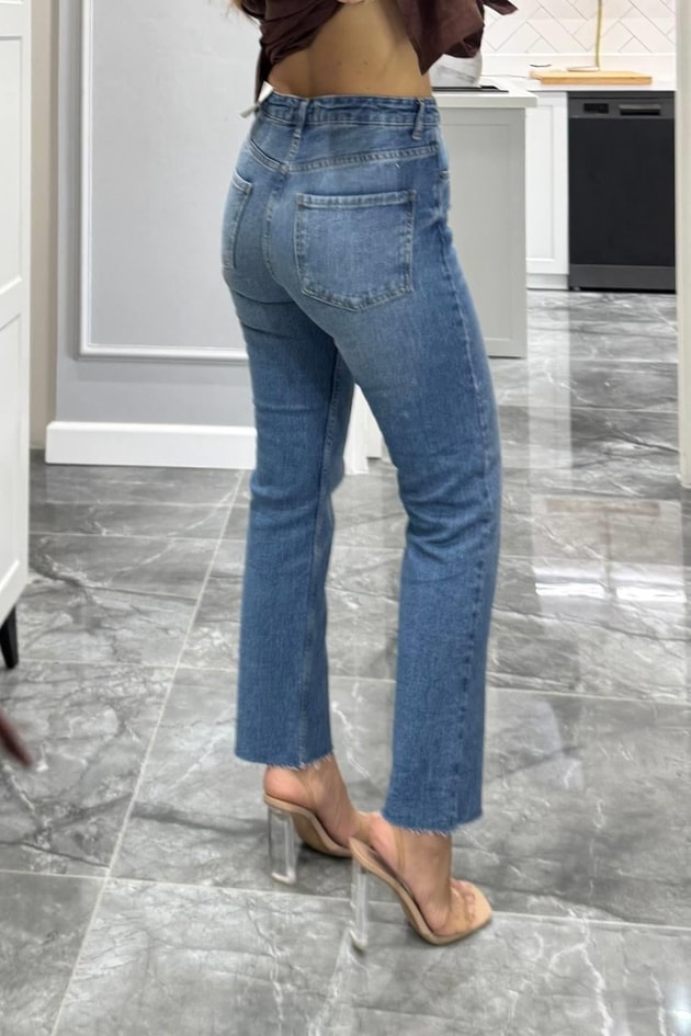 Zr Model Boyfit Jean Taşlanmış Mavi