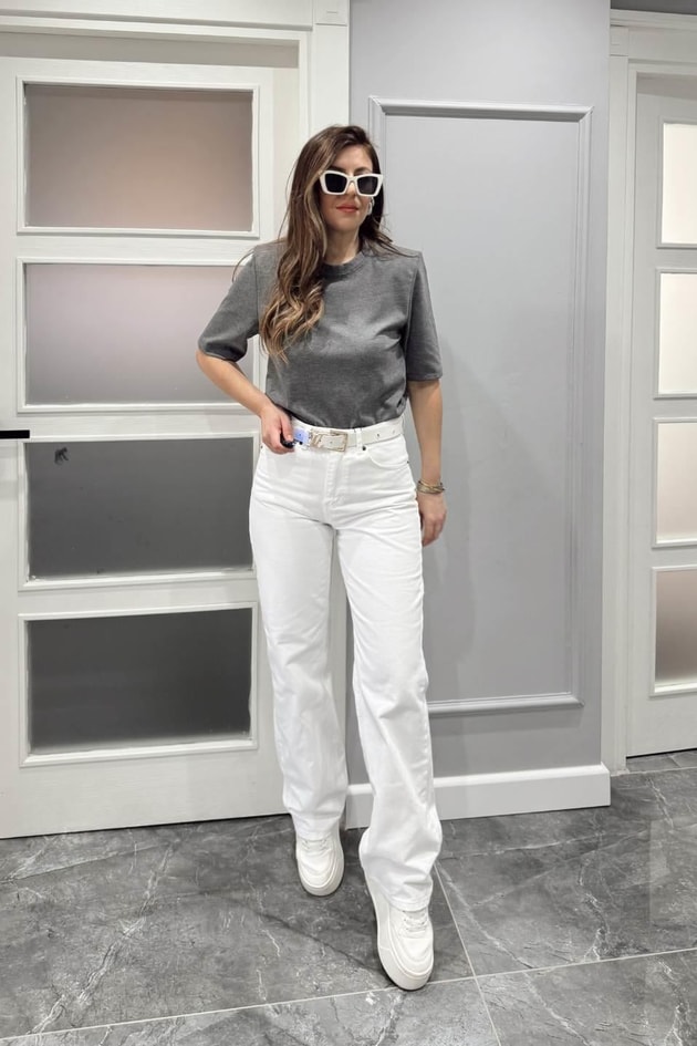 Zr Model Straight Jean Beyaz