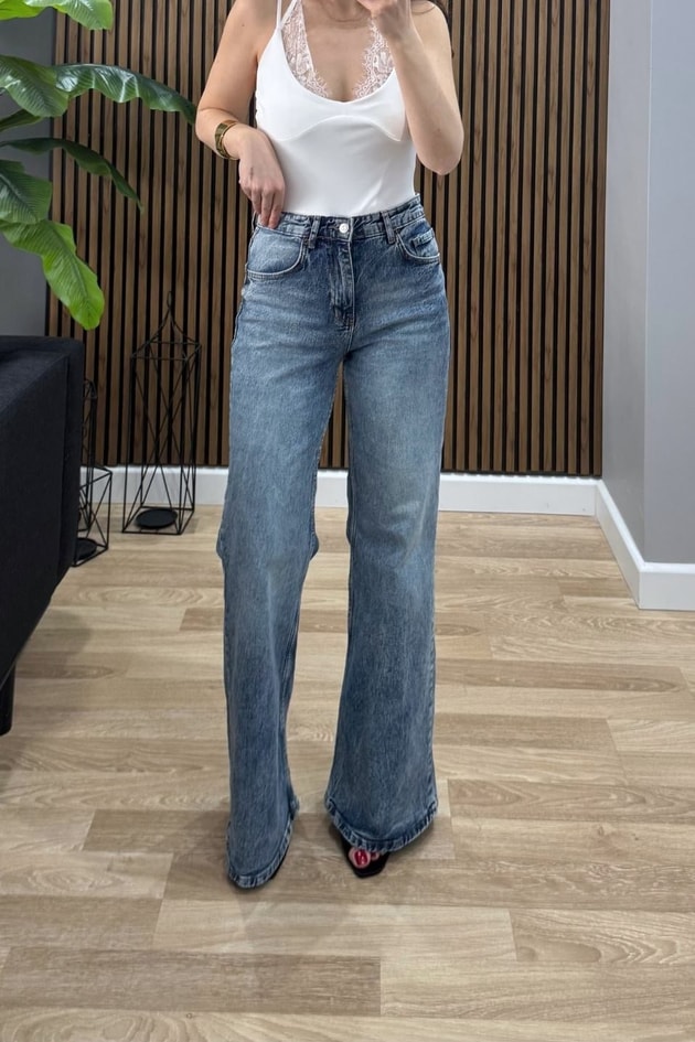 Zr Model Wide Leg Jean Açık Mavi