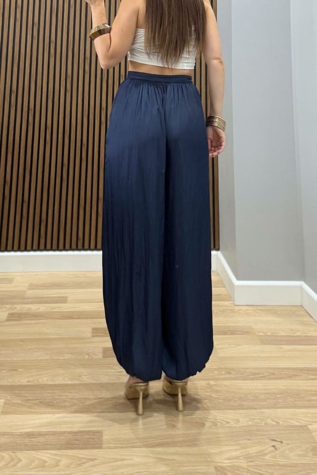 Dökümlü Balon Pantolon Lacivert