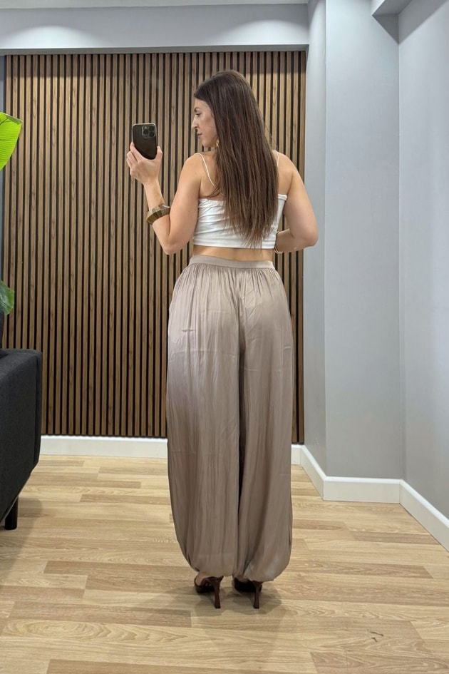Dökümlü Balon Pantolon Vizon