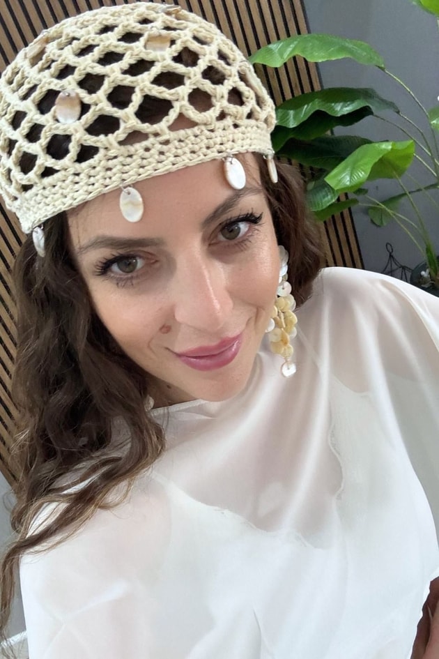 Crochet Kabuk Aksesuarlı File Şapka Bej