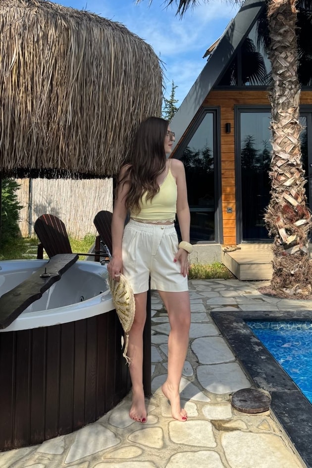 Monaco Premium Pamuk Şort Ekru