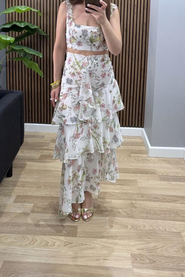 Floral Kat Kat Etek Büstiyer Takım Yeşil