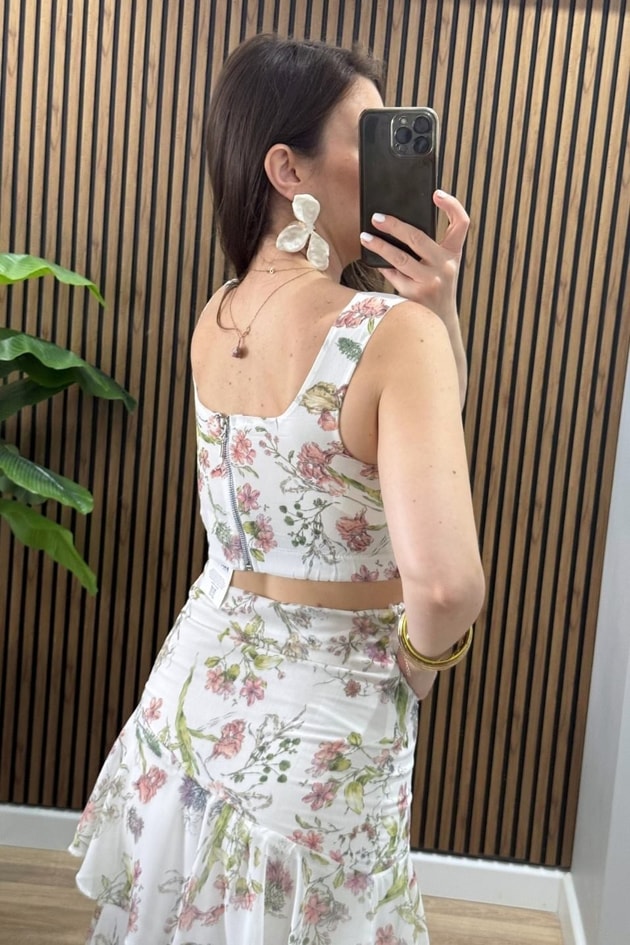 Floral Kat Kat Etek Büstiyer Takım Yeşil